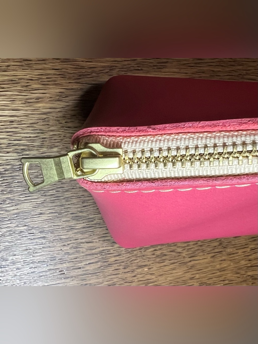 Portland Leather Goods Eclipse Makeup Bag Guava Pink Leather Cosmetic Pouch - Picture 8 of 12